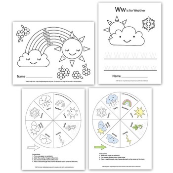 Preview of Weather unit worksheets for Preschool & Elementary aged kids