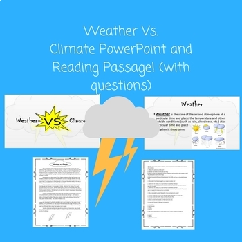 Preview of Weather vs. Climate PowerPoint W/ Reading Passage and Questions BUNDLE