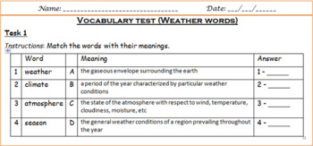 Preview of Weather words - test