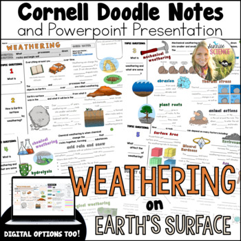 Preview of Weathering Doodle Notes | Mechanical and Chemical Weathering | Cornell Notes
