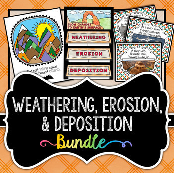 Preview of Weathering, Erosion, Deposition Activity Bundle | Foldable, Card Sort, Review