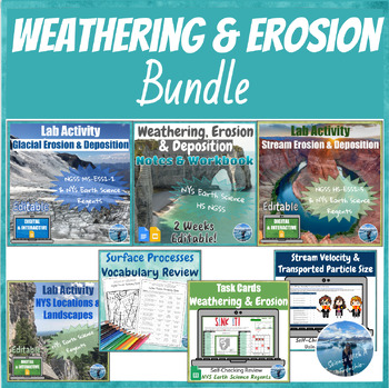 Preview of Weathering, Erosion & Deposition Bundle | Notes, Lab & Review Activities | NYS
