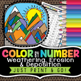 Weathering, Erosion & Deposition Color by Number - Science Color by Number
