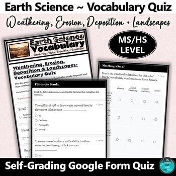 Preview of Weathering, Erosion & Deposition Earth Science Google Form Vocabulary Quiz