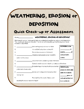 Preview of Weathering, Erosion & Deposition Quick Review, Check-up, Exit Slip or Assessment