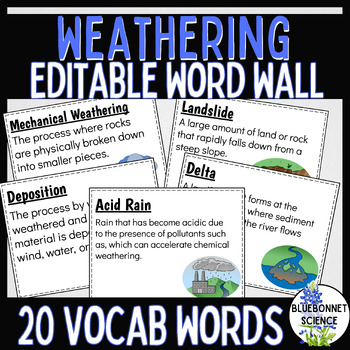 Preview of Weathering Erosion Deposition Word Wall Vocabulary