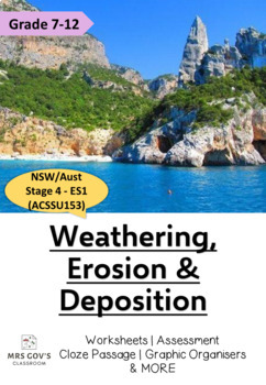 Preview of Weathering, Erosion & Deposition - Worksheets & Answers - Geography, Science