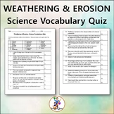 Weathering & Erosion - Science Vocabulary Quiz - Editable 