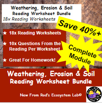 Preview of Weathering, Erosion & Soil Full Module Reading Worksheet Bundle *Editable*