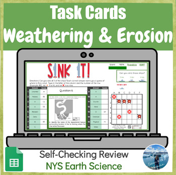 Preview of Weathering & Erosion Task Cards | Digital Review Activity | NYS Regents