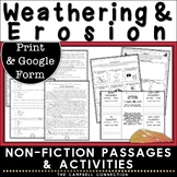 Weathering and Erosion Worksheets Activities Reading Passa