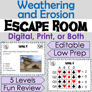 Preview of Weathering & Erosion Activity: Geology Digital Escape Room (Earth Science Game)