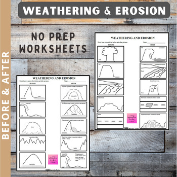 Preview of Weathering and Erosion Before and After Worksheet