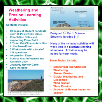 Preview of Weathering and Erosion Learning Activities (Distance Learning)