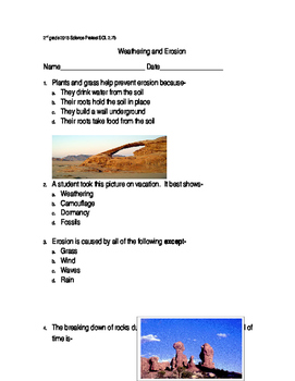 Preview of Weathering and Erosion Quiz