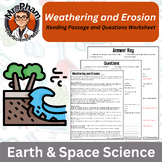 Weathering and Erosion Reading Passage and Questions Worksheet