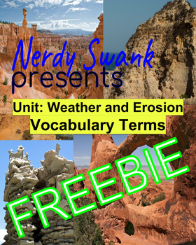 Preview of Weathering and Erosion Vocabulary Fill-In-The-Blank Worksheet