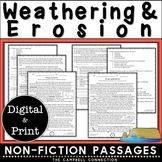 Weathering and Erosion Reading Comprehension Passages Worksheets