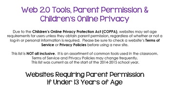 Preview of Web 2.0 Tools, Parent Permission & Children’s Online Privacy