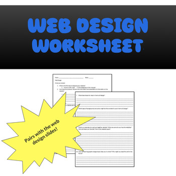 Preview of Web Design Worksheet