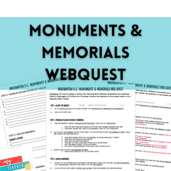 Preview of Web Quest: Monuments and Memorials