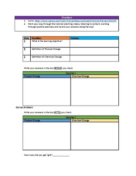 Preview of WebQuest Interactive Student Tutorial: Chemical and Physical Changes