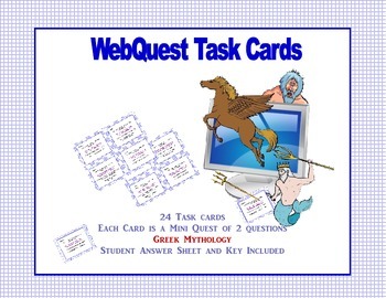 Preview of Greek Mythology Webquest Task Cards