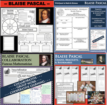 Preview of BLAISE PASCAL BUNDLE Math Science WebQuest Research Project Biography