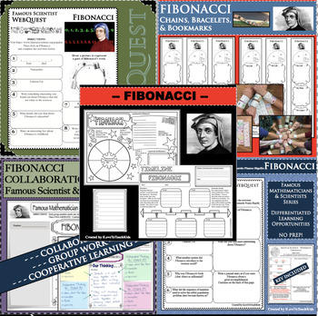 Preview of FIBONACCI (Bigollo) BUNDLE Math Science Research Project Biography Notes
