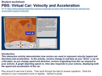 Preview of Webquest Activity for students to complete while investigating PBS Virtual Car