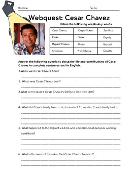 Preview of Webquest: Cesar Chavez