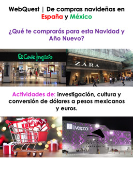 Preview of Webquest Spanish Research Activity: Christmas Shopping in México and Spain