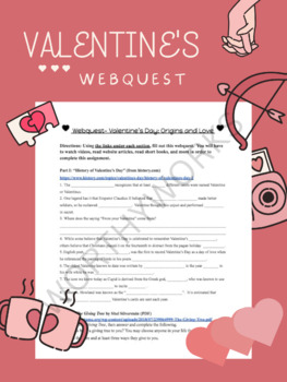Preview of Webquest: Valentine's Day Origins and Love