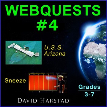 Preview of Webquest for Elementary: U.S.S. Arizona & Sneeze Worksheets (Grades 3-7)