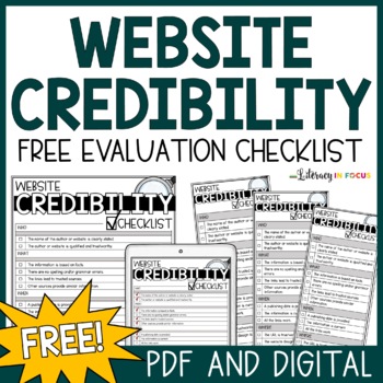 Preview of Finding Credible Websites & Reliable Online Sources Checklist | Free
