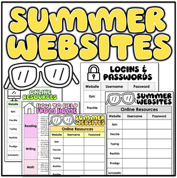 Preview of Summer Websites Templates for Families