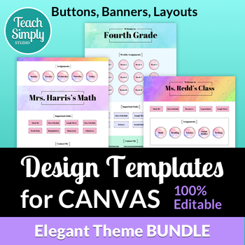 Preview of Website Templates for Canvas - Buttons Banners Layouts Elegant Theme BUNDLE