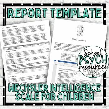 Preview of WISC Cognitive Assessment Report Template Special Education School Psychologist