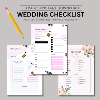 Preview of Wedding Checklist/ Plan Your Dream Day with 3 Essential Pages
