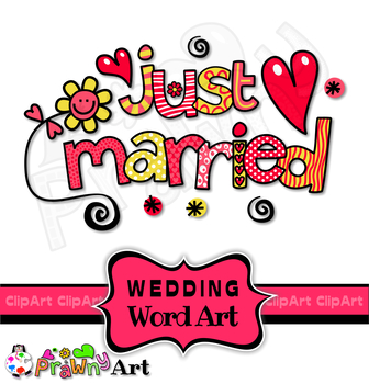Wedding Just Married Doodle for Scrapbook, Stickers, Patches