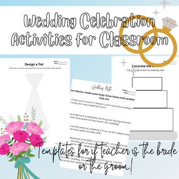 Preview of Wedding Inspired Activities Classroom Bridal Shower-Teacher Getting Married!