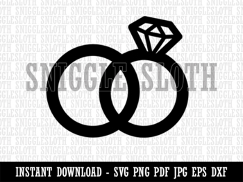 Wedding Rings with Diamond Overlapping Clipart Digital Download SVG EPS PNG pdf ai dxf jpg Cut Files for Commercial Use