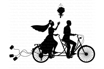 Download Wedding Tandem Bike Bride And Groom Svg Black Couple Svg Wedding Clipart