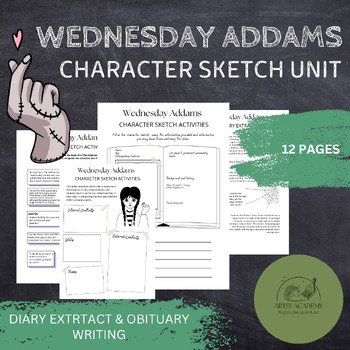 Preview of Wednesday Addams: Character Sketch Unit