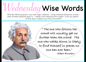 Preview of Wednesday Wise Words Morning/Bell Work PDF - FULL YEAR!