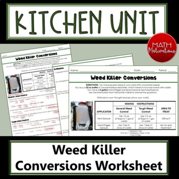 Preview of Weed Killer Conversions Worksheet