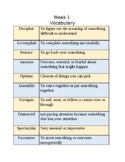 Week 1 - Vocabulary 4th-6th grade - List with many review 