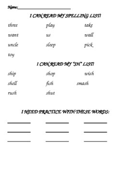 Preview of Week 15 sight word and spelling list