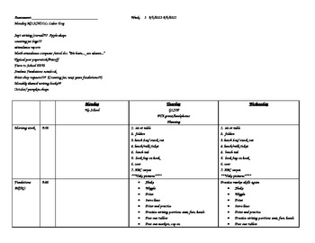 Preview of Week 3 Kindergarten Plans