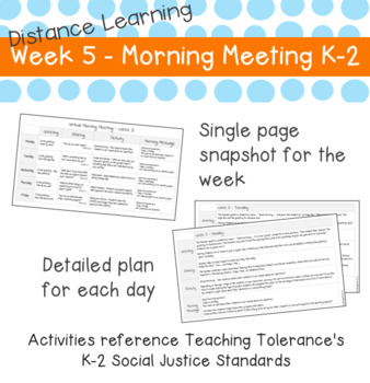 Preview of Week 5 - Distance Learning Morning Meeting Plans